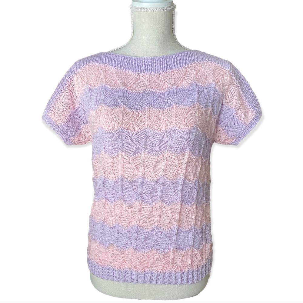 Pastel Striped Hand Knit Sweater Tee
